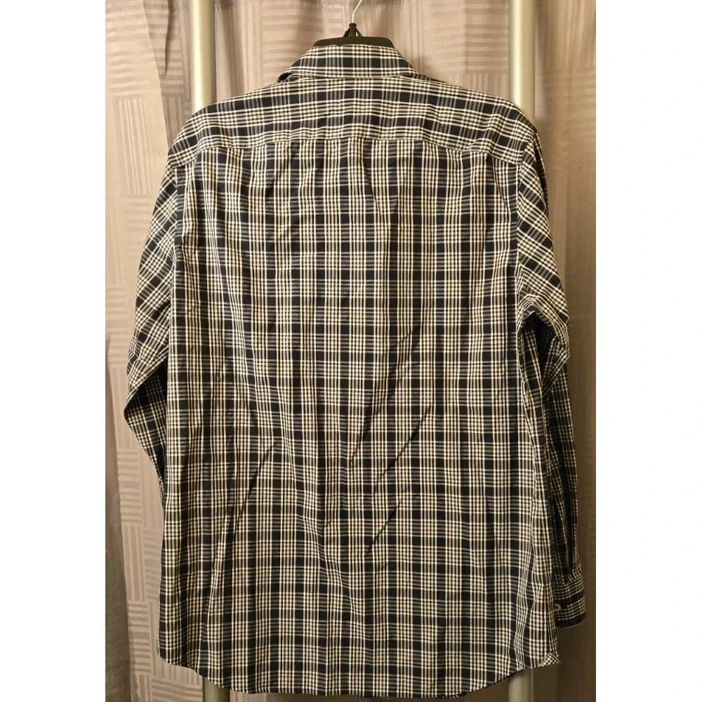 Banana Republic Navy‎ Plaid Men's Size Medium Camden Fit 120s Supima Cotton